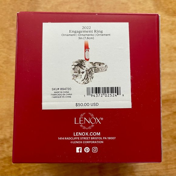 Lenox 2022 Engagement Ring Ornament - Picture 4 of 4